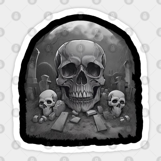 spooky skull tombstone Halloween Sticker by sukhendu.12